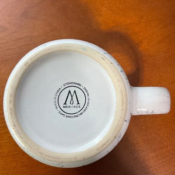 Meritage Mug Oversized Gray Ivory Ombré Abstract Stoneware Coffee Tea Soup 4"x4" - Picture 6 of 8